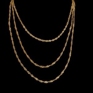 Vintage Trifari Gold Tone Triple Strand Necklace | Statement Jewelry | EUC